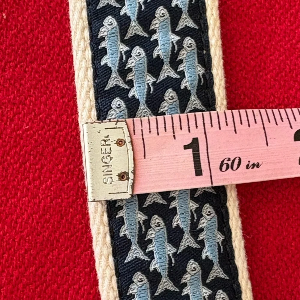 EUC Blue Fish On Navy Leather & Ivory
Canvas Belt . Leather Man USA - Picture 8 of 11